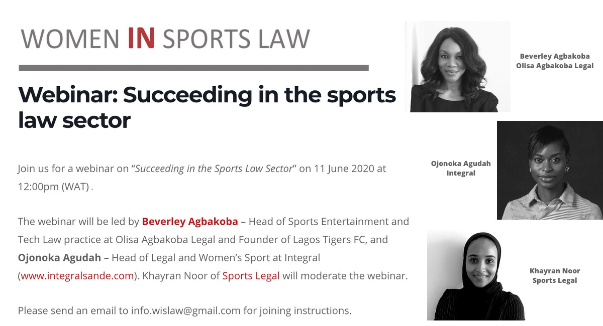 Webinar on Succeeding in the sport law sector - 11 June 2020